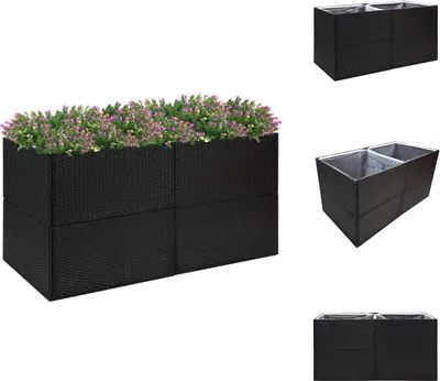 Produktbild von vidaXL Pflanzkübel Schwarz 157x80x80 cm Poly Rattan -  Blumentöpfe & Pflanzgefäße