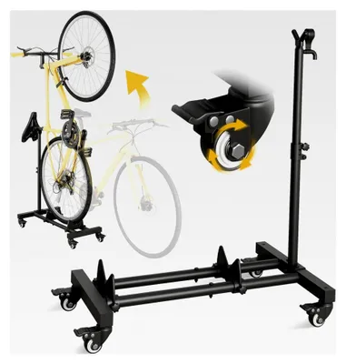 Produktbild von Vertikaler Fahrradständer, Freistehender Indoor-Fahrradständer mit einstellbarer Höhe für Garage und Wohnung - für Räder bis zu 29"