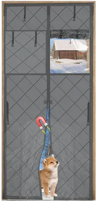 Produktbild von Thermischer Türvorhang 90 x 210 cm, magnetisch, grau, winddicht und wasserdicht für Wohnzimmer