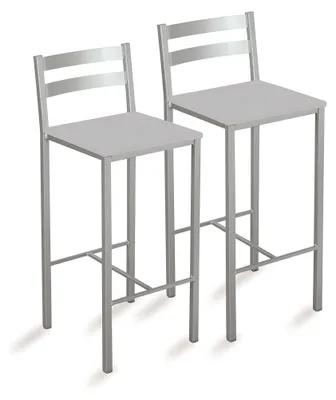 Produktbild von ASTIMESA Zwei hohe Küchenhocker mit horizontalen Streifen, Sitzfläche 60 cm, Kun