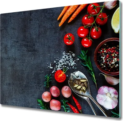 Produktbild von Glas Herdabdeckplatte 60x52 cm Spritzschutz Glasabdeckplatte Schneidebrett Zutaten