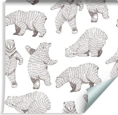 Produktbild von 10m VLIES TAPETE Rolle Kinderzimmer Wildtiere Bären Spielen Natur XXL