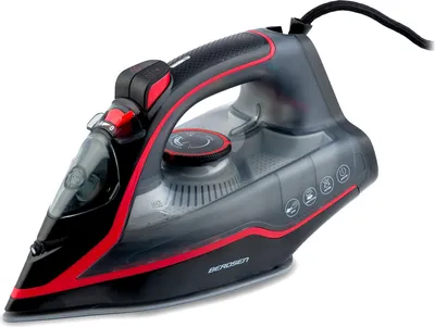 Produktbild von Berdsen BD-331 Dampfbügeleisen mit Keramiksohle, 2600 W, schwarz-rot
