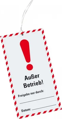 Produktbild von Dreifke® Wartungsanhänger Außer Betrieb!, Kunststoff, 76x147mm, inkl.Kabelbin...