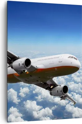 Produktbild von Bild auf Leinwand - Leinwandbild - Einteilig - Passagier Flugzeug Motoren Wolken - 70x100cm - Wand Bild - Wandbilder - Leinwanddruck - Wanddekoration - Leinwand bilder - Wandbild - PA70x100-0375