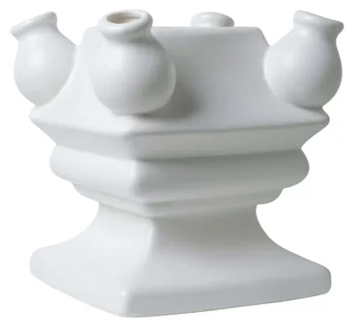 Image de Heinen Delfts Blauw – Vase à tulipes, collection "Stapelgekte" – blanc mat – partie inférieure : 17 cm
