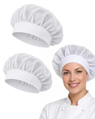 Kokshut 2er-Pack, elastisch, verstellbar, Haarnetz, Weiß