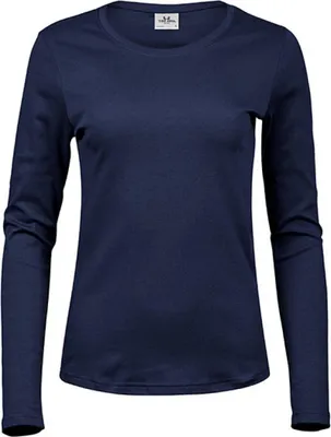 Produktbild von Tee Jays 590 | Ladies Longsleeve Interlock Damen T-Shirt - Farbe: Navy - Größe: XL