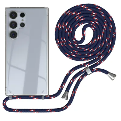 Produktbild von EAZY CASE Handykette kompatibel mit Samsung Galaxy S24 Ultra, Handyhülle mit Umhängeband, Handykordel, Schutzhülle Clear, Band in Blau