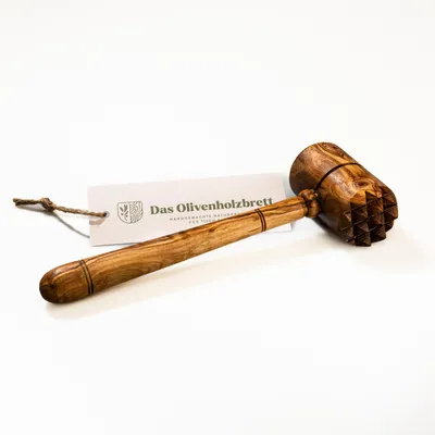Produktbild von Fleischklopfer aus Olivenholz mit rundem Kopf 25 cm