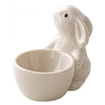 Eierbecher Hase aus Keramik, 3er-Set, Osterdekoration, Weiß