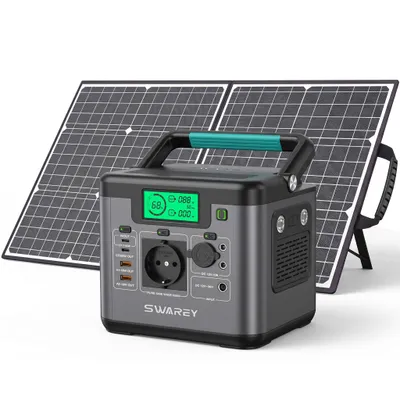 Obrázek produktu pro Nabíječka SWAREY 555Wh 230V se solární panel 100W,solární generátor Power Station 550W(špičkový 1100W) s obousměrným rychlonabíjecím portem USB-C 140W