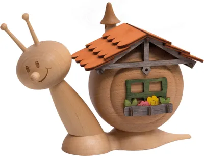 Produktbild von Drechslerei Kuhnert - Räucherfigur Sunny Hausschnecke - Größe ca. 16cm, für Räucherkerzen Größe M (Standard) - 37105
