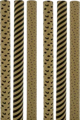 Immagine prodotto di Carta da regalo Eco Kraft extra resistente – Marrone e nero – 70 cm x 2 metri – 6 rotoli