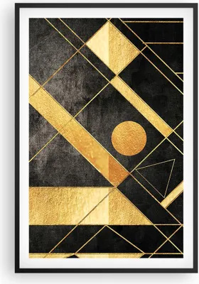 Produktbild von Gerahmtes Poster - Schwarzer Rahmen - Golden Schwarz Figuren - 61x91,5 cm - Wand Bild - Wanddeko - Wandbilder - Kunstposter - Wandposter - Bilderrahmen - Bilder - Kunstdruck - P2BPA61x91-5089