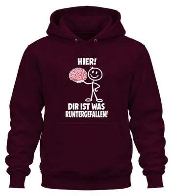 Productafbeelding van Hier! U bent iets kwijtgeraakt! Statement, sarcastische opdruk, hoodie, bordeauxrood, maat L