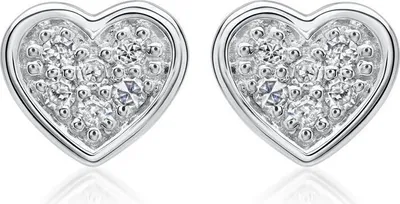 Produktbild von 585er Weißgold-Ohrringe Herzen 12 Diamanten 0,102 ct.