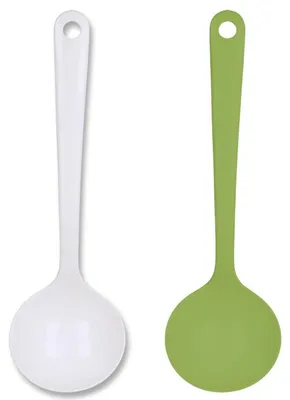Produktbild von Schöpfkelle weiß/apfelgrün 25 cm EUROHOME® – aus Kunststoff, 6x7,5x25cm – unverzichtbares Utensil für jede Küche