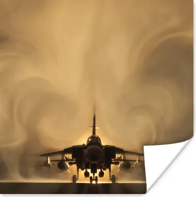 Produktbild von MuchoWow® Poster Ein Kampfflugzeug in einem Tornado 100x100 cm - Babyzimmer