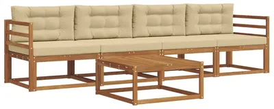 Produktbild von vidaXL Outdoor-Sofagarnitur mit Kissen 5 pcs Natur und Beige
