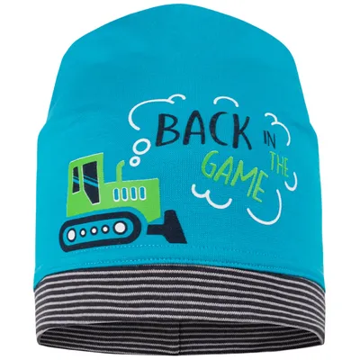 Produktbild von Mütze Beanie Junge Kindermütze Übergangsmütze Frühling Herbst Bagger Gr. 52-54, Türkisblau-Grün
