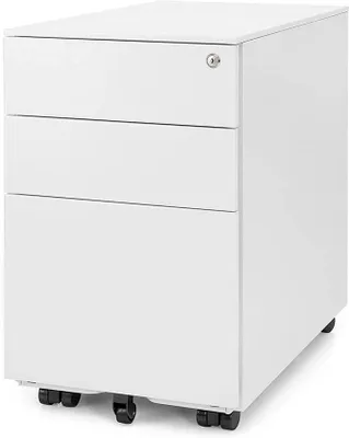 Produktbild von Rollcontainer weiß - abschließbarer Bürocontainer für Schreibtisch 60x39x52 cm (HxBxT) - Büro Container mit 3 Schubladen - Schreibtischcontainer abschließbar