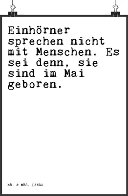 Produktbild von Mr. & Mrs. Panda Bild Einhörner sprechen nicht mit... DIN A5 - Weiß - Geschenk, Einhorn, Plakat, wanddeko, Wanddekoration, Sprüche, Freundin, Kunstdruck, drucke