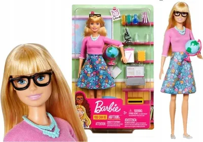 A collage of images showing a Barbie doll in packaging and a close-up of its face, along with a separate image of the doll standing.