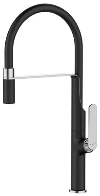 Image de Hideno mitigeur évier à douchette mobile noir et chrome Essebagno