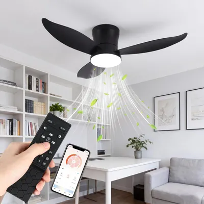 Produktbild von 60W 3 Flügeln Deckenventilator mit Beleuchtung, LED Deckenleuchte 95cm, Dimmbare Deckenleuchte mit Fernbedienung für Schlafzimmer, Wohnzimmer, Balkon