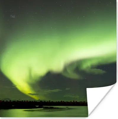 Produktbild von MuchoWow® Poster Nordlichter - Grün - Norwegen 50x50 cm - Wohnzimmerdekoration