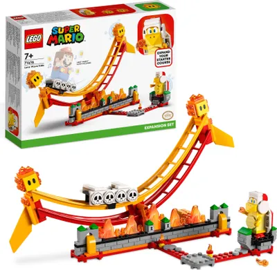 Produktbild von LEGO Super Mario Erweiterungsset Lavawelle-Fahrgeschäft Feuer-Bruder 2 Hotheads 71416, 218 Teile, H 18 cm, B 32 cm, T 15 cm, inkl. Begleit-App