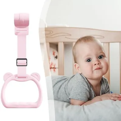 Produktbild von Traktionsringe für das Babybett, 2 Stück – Unterstützung bei Laufübungen, Lernspielzeug mit Griff und Gurt für Mädchen, Garten und Krippe