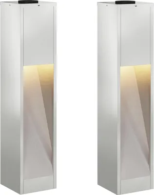 Image de Lumière de Chemin LED Solaire 2 pcs Argenté Galvanisé