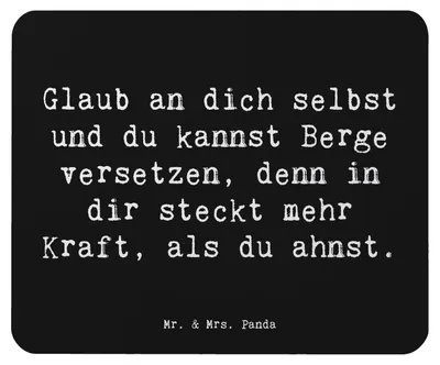 Produktbild von Mr. & Mrs. Panda Mauspad Spruch Selbstvertrauen stärken - Schwarz - Geschenk, Geschenkideen, Trost, Vertrauem, Motivationsschub, laptop mousepad, Zuversicht, mousematte