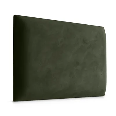 A dark green upholstered headboard panel against a white background.