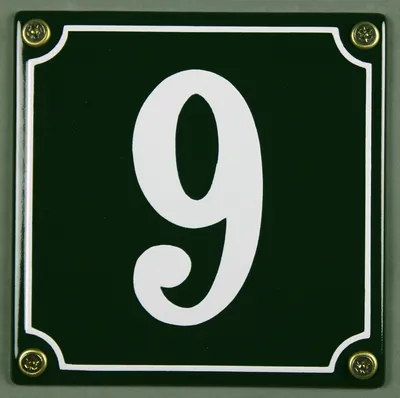 Produktbild von Hausnummernschild 9 grün 12x12 cm Schild Emaille Hausnummer Haus Nummer Zahl Ziffer