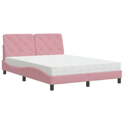 Produktbild von Bett mit Matratze Rosa 140x190 cm Samt