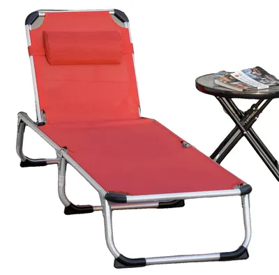 Image de Chaise longue de jardin, structure métallique, 165 L x 60 l x 76 H cm, 189 L x 60 l x 28 H cm, 80 L x 60 l x 19,5 H cm, capacité de charge de 120 kg
