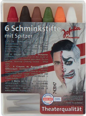 Produktbild von Jofrika 747116 6 Schminkstifte Halloween mit Spitzer, 6-teilig (1 Set)