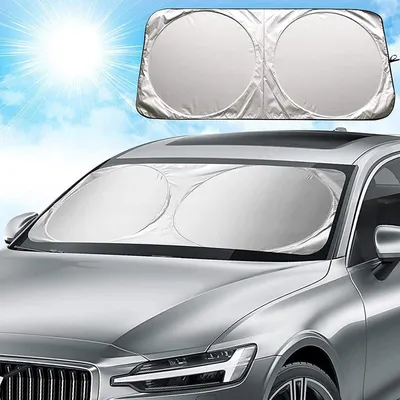 Produktbild von Windschutzscheibe - Frontscheibenabdeckung - 150 x 70 cm - UV-Schutz - Faltbare Sonnenschutzblende – Passend für die meisten Pkw und SUVs – Silber