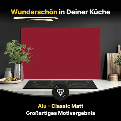 Produktbild von Spritzschutz Küchenrückwand aus Aluminiumverbund in Matt 125x50 cm - Rubinrot