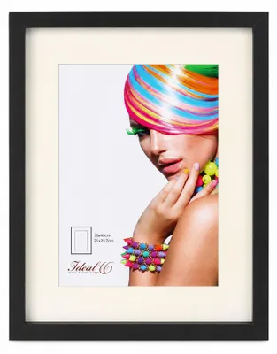 Produktbild von 3D Objektrahmen Bilderrahmen mit Passepartout & gehärtetem Glas Holz MDF Rahmen Foto Poster - Farbe: Schwarz | Format: 30x40