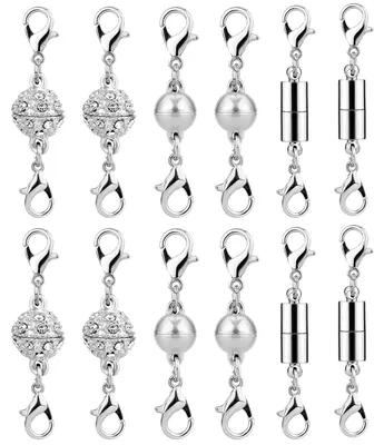Produktbild von Magnetischer Schmuckverschluss – Karabinerverschluss für selbstgemachte Armbänder und Halsketten – 112 Stück, Silber