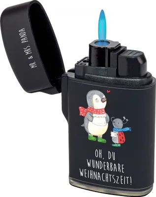 Produktbild von Mr. & Mrs. Panda anzünder Smörle Winterzeit - Schwarz - Geschenk, gasfeuerzeuge, Weihnachten Grüße, Weihnachtsgruß, sturmfeuerzeug, Weihnachtszeit, Winter, Feuerzeug