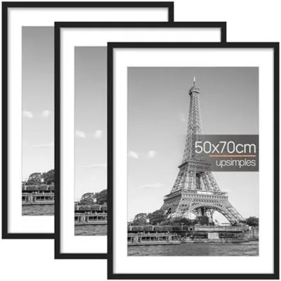 Image de Lot de 3 cadres photo, dimensions 50x50 cm, couleur noire