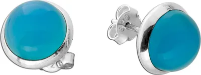 Produktbild von Chalzedon Ohrstecker Silber 925 blaue Natur Edelsteine 7.5ct