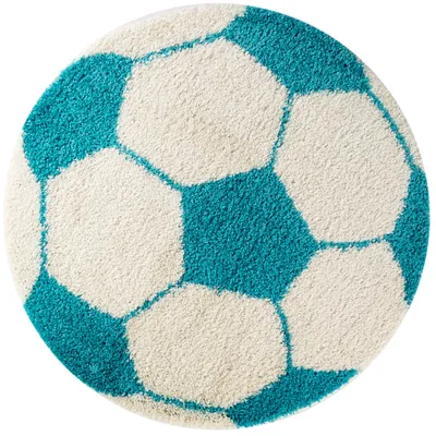 Produktbild von Kinderteppich Rund Fußball Design Teppich Kinderzimmer Spielteppich Flauschig, Grösse:100 cm Rund