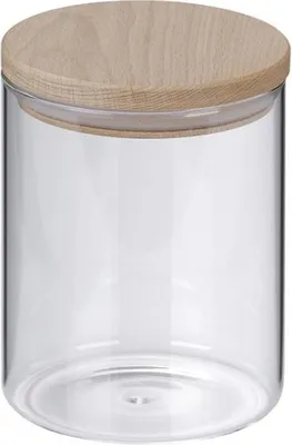 Produktbild von Kela Amelie Küchenbehälter, Borosilikatglas, Holzdeckel, Ø 10 cm, H 13 cm, 0,8 l