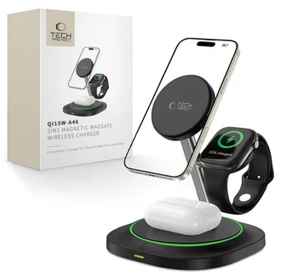 Obrázok produktu pre Tech-Protect wireless charger A46 3in1 QI15W, black